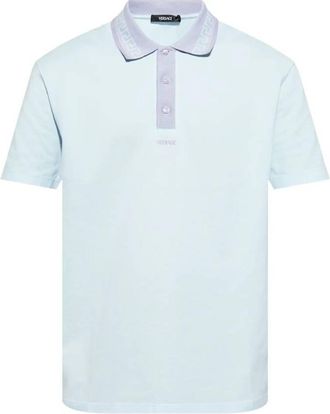 Versace Greca Collar Cotton Polo Shirt, Size Medium