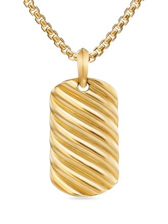 David Yurman 18kt yellow gold Sculpted Cable tag (35mm) - men - 18kt Yellow Gold - OS