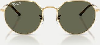 Ray-Ban Jack occhiali da sole polarizzati irregolari con lenti verdi in arista-Oro