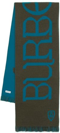 Burberry Unisex Wool Logo-Print Scarf Green