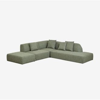 Sklum Divano angolare modulare Cardea a 3 pezzi con chaise longue destra e pouf imbottito SKLUM