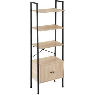 TecTake Estanter&iacute;a industrial 4 baldas 2 armarios 57,5x34x173 cm madera clara