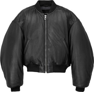 Marc Jacobs leather bomber jacket - women - Acetate/Lamb Skin/Viscose - M - Black