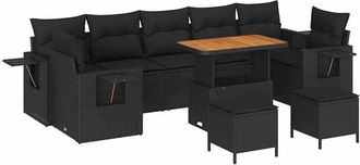 vidaXL Vidaxl - Conjunto de sofá de jardín Manual 10 pcs Negro 90 x 55 x 71 cm