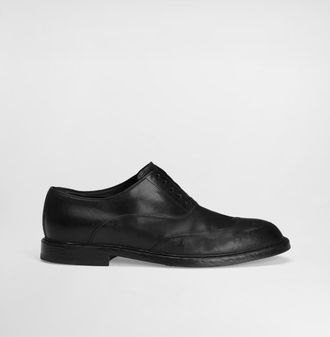 Dolce & Gabbana Washed Calfskin Laced Shoes - Man Lace-ups Black 42.5