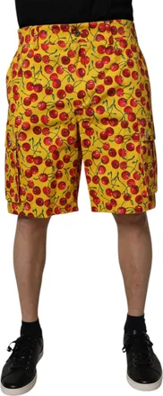 Dolce & Gabbana Yellow Cherry Print Cotton Men Bermuda Shorts