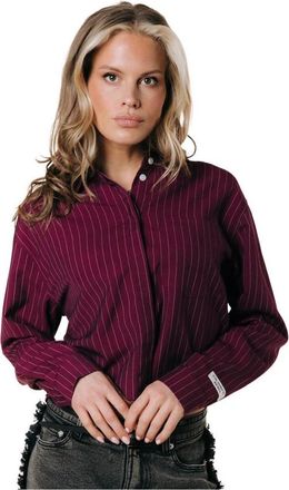 Colourful rebel Aliya Gestreepte Cropped Blouse - Dames - Blouses & Shirts - Rood - Maat: L Viscose