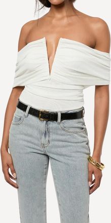WeWoreWhat Ruched Off Shoulder Bodysuit In Ivory