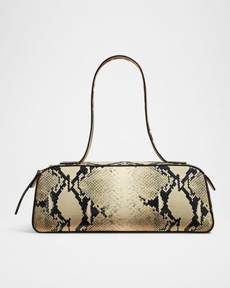 Khaite Simona Python-Embossed Leather Shoulder Bag