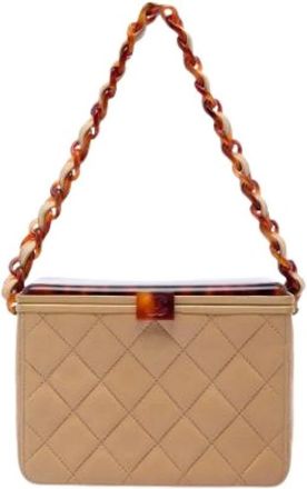 Chanel Pre-owned Vanity Bag - Dames - Vintage Handtas - Beige - ONE Size - Leer - Vintage