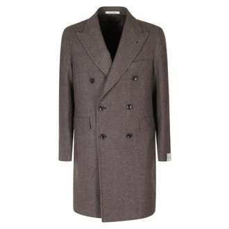 Tagliatore Abrigo de lana con patr&oacute;n de espiga - Coats - Hombre - Marr&oacute;n - 2XL