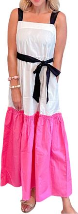 Maude Color Block Maxi Dress In Pink/ White/black