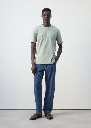 Mango Maglietta 100% cotone dettaglio ricamato verde pastello - Uomo - XXL - MANGO MAN