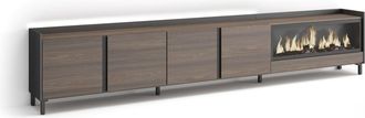 Skraut Home Skraut Home - Mueble Tv, Televisi&oacute;n, Muebles De Sal&oacute;n, Almacenaje, 315x35x61cm, Para Tv Hasta 80, Chimenea El&eacute;ctrica Xxl, Dise&ntilde;o Industrial, Led, Esti