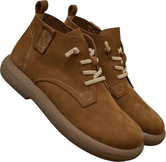 Generic Mens Genuine Leather Water Resistant Anti Slip Work Ankle Boots Casual Comfortable Outdoor Hiking Trekking Chukka Boots (Yellow,8.5)