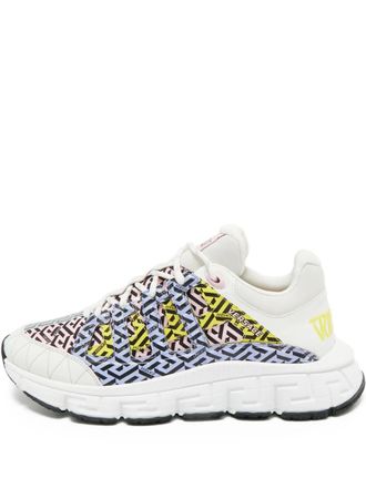 Versace logo-print sneakers - men - Canvas/Nubuck Leather/Fabric/Rubber - 46 - White