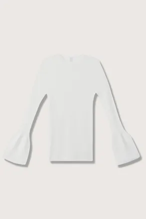 CFCL Womens Soft Portrait Bell Sleeve Top In White