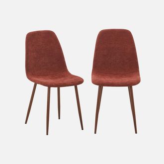 Sweeek Silla De Madera Y Tela Con Patas Color Nogal, Set De 2