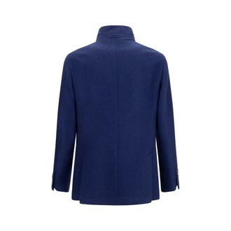 Brunello Cucinelli Mens Blue Cashmere Full-Length Jacket Clothing