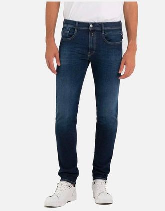 Replay Mens Replay Recycle 360*hyperflex Mid Blue Stretch Slim Fit Jean 007 - Navy - Size: 30/32