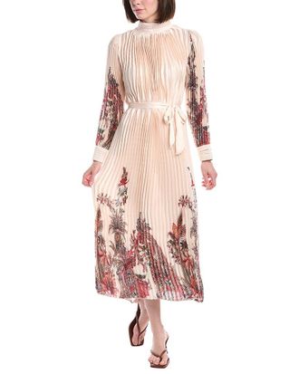 Beulah Boho Paisley Print Satin Pleated Midi Dress