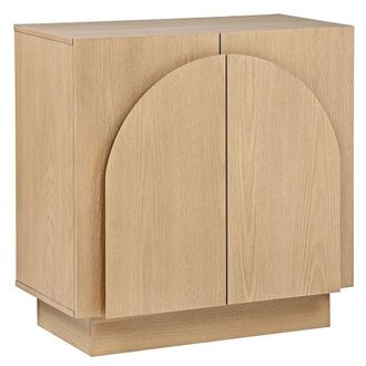 Best Master Furniture Questa Scandinavian Mid-Century 2-Door Cabinet with Arch Handles, Light Oak