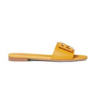 Fendi Schoenen, Dames, Geel, 37 EU, Tube Leren Slippers