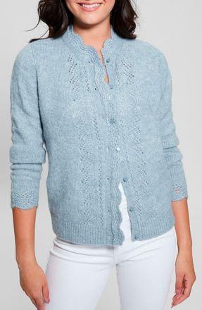 Guess Macie Pointelle Detail Cardigan in Blue Ribbon at Nordstrom, Size X-Small