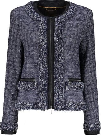 Moorer Boucl&eacute; Gebreid Jack met Pailletten - Dames - Blazers - Blauw - M - Pailletten - Jassen