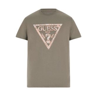 Guess Tops, Heren, Groen, S, Katoen, Groene Ronde Hals Katoenen T-shirt