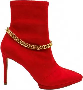 Jessica Simpson Womens Valyn 4 Chained Stiletto Heel Ankle Boots In Wicked Red
