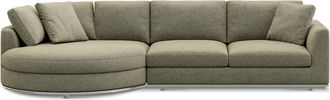 Castlery Hamilton Round Chaise Sectional Sofa Left Facing Customized, Performance Classic Twill Moss, Spill Resistant, Removable Covers for Sofas