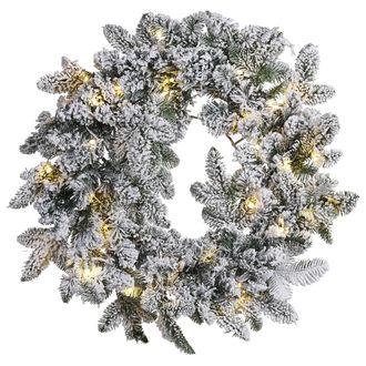 Beliani Corona De Navidad Blanco Material Sint&eacute;tico Led 70 Cm Accesorio Interior Sundo