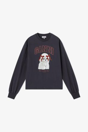 Ganni Mixed Grey Poodle Long-sleeve - Size S Organic Cotton