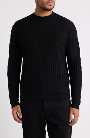 Emporio Armani Tonal Diamond Wool Sweater in Solid Black at Nordstrom, Size Xx-Large