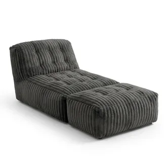 Urban Meuble M&eacute;ridienne capiton&eacute; flanela gris oscuro chaise longue convertible