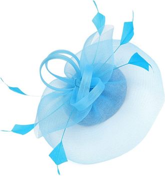 PartyKindom Hairband Hairpin Hat Gauze Fascinator for Women Wedding Tea Party Banquet Lake Blue