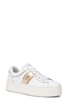 Nero Giardini Logo Plate Platform Sneaker in White /Gold at Nordstrom Rack, Size 11Us / 41Eu