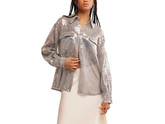 Free People Disco Margartia Button-Down Womens Clothing Rocket : MD (Womens 8-10), Down/Elastane/Polyester