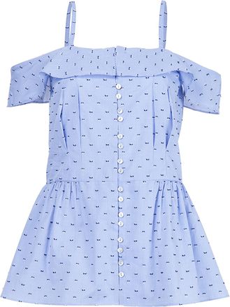 Derek Lam 10 Crosby Womens Blue Off the Shoulder Blouse