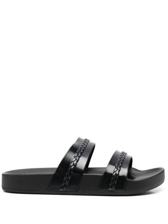 Ancient Greek Sandals Meli double-strap slides - women - Rubber/Rubber/Rubber - 37 - Black