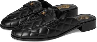 Vince Camuto Cobby Quilted Slip-On Mule Womens Dress Flat Shoes Black : 9.5 M, Leather