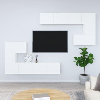 vidaXL Mueble De Pared Para Tv Madera Contrachapada Blanco Vidaxl