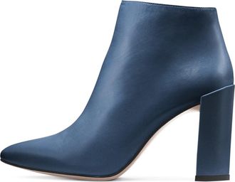 Generic Fashion Chunky Block High Heel Ankle Boots for Womens, Sexy Pointed Toe Formal Short Booties Elegant Side Zipper Evening Dress Shoes Solid Color Leath