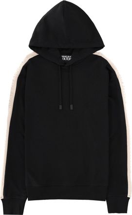 Versace Jeans Couture Black Sleeve Stripes Cotton Hoodie