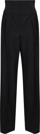 Dolce & Gabbana Pinstripe Wool Jacquard Broeken - Dames - Wijde Broeken - Zwart - L - Wol - Broeken