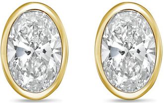 Diana M. Jewels 14Kt Yellow Gold 5.00 cts Lab Grown Oval Diamond Bezel Studs