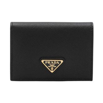 Prada Accessoires, Dames, Zwart, ONE Size, Leer, Portafoglio Piccolo