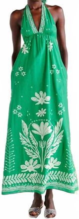 Saylor Tigris Meadow Midi Dress In Green/cream