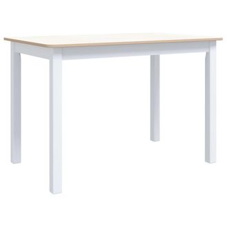 vidaXL Vidaxl - Mesa De Comedor Madera De Caucho Blanco Y Marr&oacute;n 114x71x75 Cm